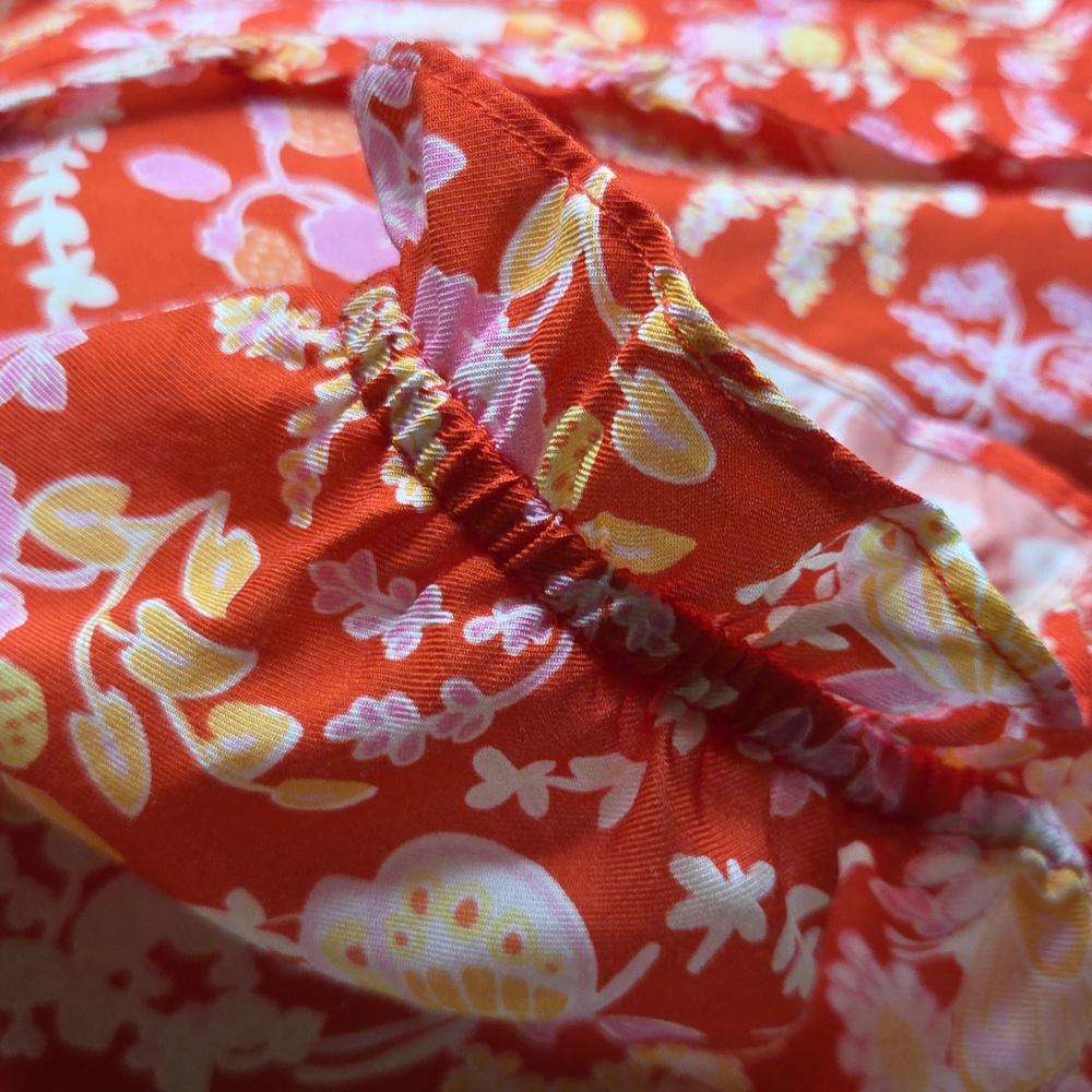 J. McLaughlin Harriet Silk-Blend Dark Orange Floral Midi Dress Size M - Picture 7 of 10